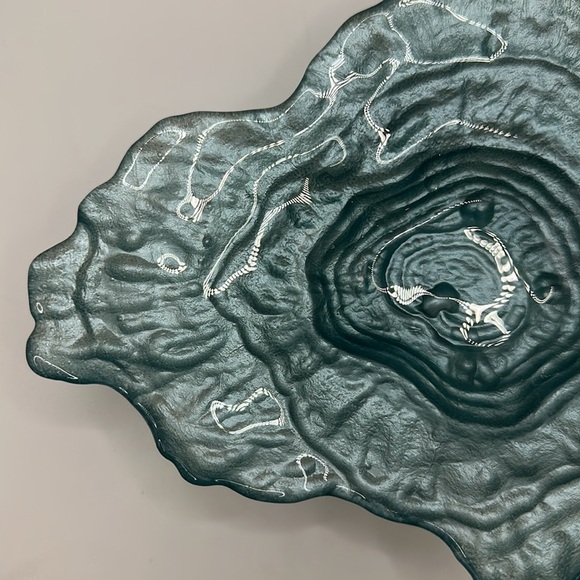 Elegant Teal Glass Art small dish vase jewelry holder decor nautical - Picture 4 of 7